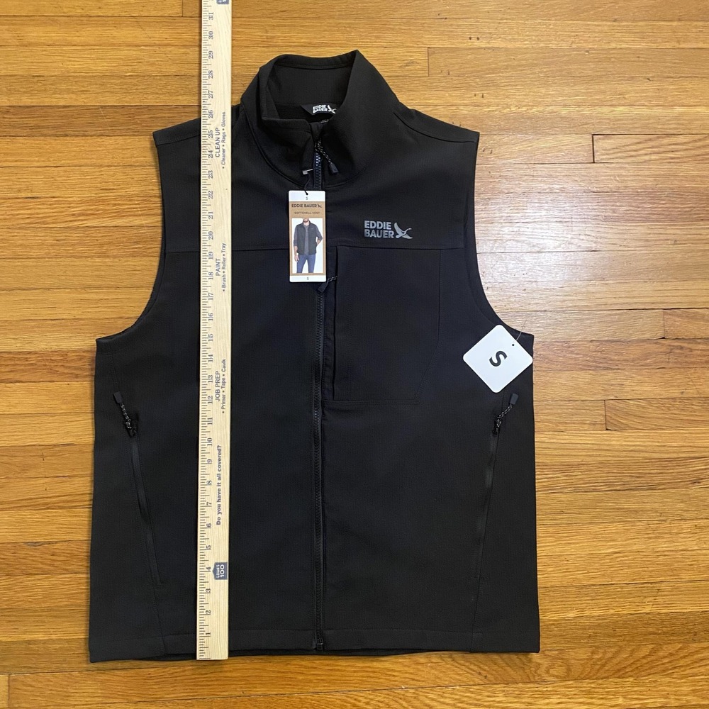 Eddie Bauer Softshell Vest Mens Small Black Full Zip Zip Pockets Outdoor EB00968 - Picture 6 of 11